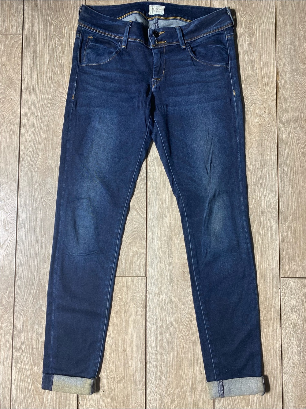 Hudson Jeans Collin Mid Rise Skinny Dark Wash Blue Denim Size 28 (6) Y2K